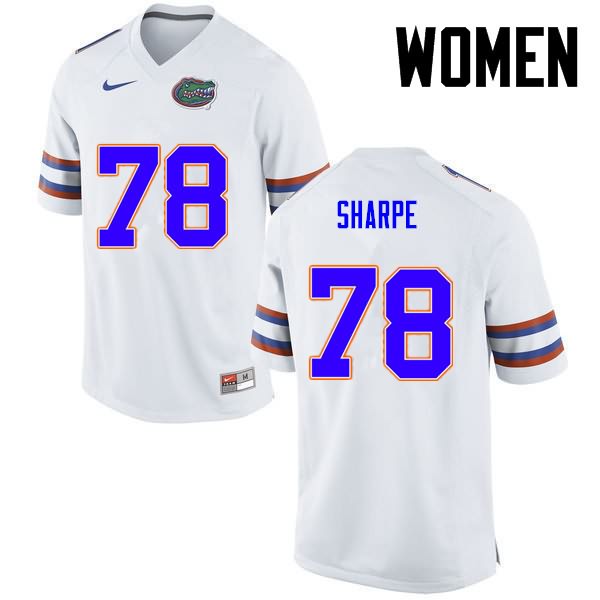 Women's NCAA Florida Gators David Sharpe #78 Stitched Authentic Nike White College Football Jersey NFV5565XZ